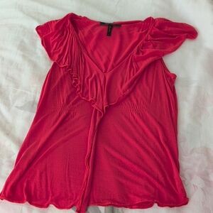 Chic Scarlet Women's Blouse with Ruffled Neckline